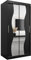 KRYSPOL Schwebetürenschrank Madryt 100 cm mit Spiegel Kleiderschrank mit Kleiderstange und Einlegeboden Schlafzimmer- Wohnzimmerschrank Schiebetüren Modern Design (Schwarz)