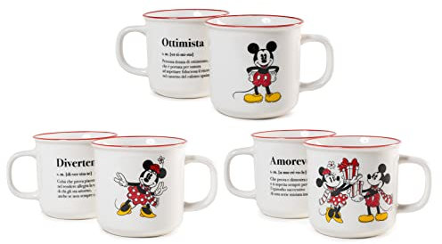 Home Mickey y Minnie Xmas Juego de 6 tazas Jumbo en New Bone China, 440 cc, Navidad, Navidad, 7312565