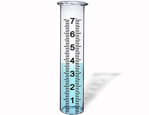 BIUWING 17,8 cm Kapazität Glas Regenmesser Ersatzrohr für Außenbereich, Hof, Garten, mit Lippe, beste Bewertung, leicht zu lesen (1 Stück)