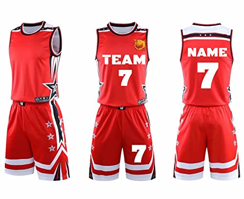 Benutzerdefiniert Basketball Kinder Trikot 2 Stücke, Jungen Basketball Trikot Kinder Jeder Name Nummer Team Logo, Personalisierte Mode Basketball Kleidung Männer