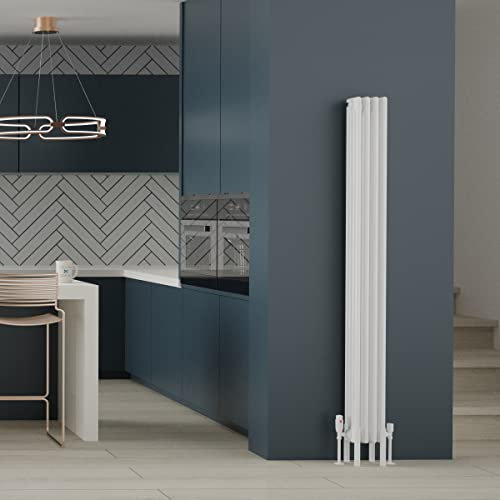 Warmehaus 1800x200mm White Traditional Vertical Radiator Cast Iron Style 4 Column Tall Upright Radiator Central Heating
