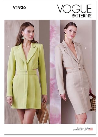 Vogue Patterns V1936A5 Misses' Blazer Dress A5(6-8-10-12-14)