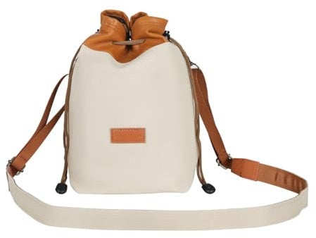 TARION Objektivbeutel mit Tragegurt, Objektivtasche Kamerabeutel aus Leinen PU Leder, Gepolstert Schutzbeutel Kameratasche für DSLR Kamera Objektive(S, mit Schultergurt)