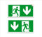 2 panneaux adhésifs de sortie d'urgence, mesure 30 x 15 cm, avec flèche orientée vers le bas, indication Sortie de sécurité, en PVC souple, pictogramme signalisation de sécurité iso 7010