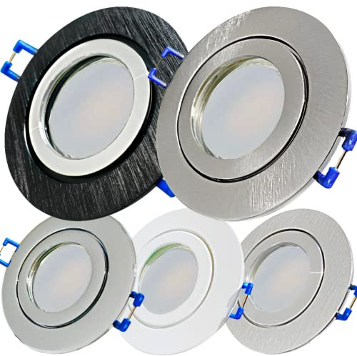 ETT Distribution GmbH LED Bad Einbaustrahler 230V inkl. 9 x 5W SMD Modul mit Milchglas Farbe Chrom IP44 LED Einbauleuchte Neptun Rund 3000K Deckenspot