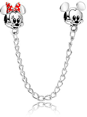 HAEPIAR S925 Silver Charm for Bracelet Necklace Sterling Silver Dangles Mouse Safty Chain for Women Girls