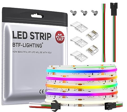 BTF-LIGHTING FCOB SPI RGBNW(4000K) Flexible Hohe Dichte COB LED-Streifen WS2814 IC RGBW LED Strip 5M 784LEDs/m 21W/M DC24V IP30 Chasing Farbe DIY Dekoration(Nicht inhalt Controller&Netzteil)