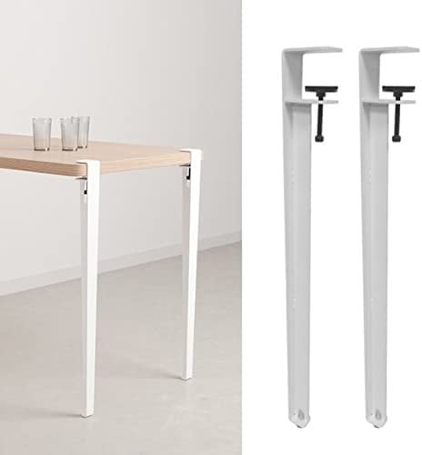 BBAUER Pieds de Table À Pince en Métal, Pieds de Meuble en Forme de F, Pieds de Table Basse, Pieds de Bar, pour Meuble Console DIY, avec Protections de Sol/White/40Cm(15.7In)
