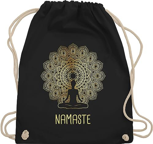 Turnbeutel Rucksack - Taschen - Namaste Yoga Chakra Mandala - Unisize - Schwarz - yoga-tasche joga fans beutel tasche meditation rucksackbeuteltasche baumwolle geschenke sportbeutel für alles