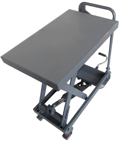 Tavolo elevatore idraulico a forbice, capacità 226,8 kg, altezza di sollevamento da 71 cm, con 4 ruote e pompa a pedale per la movimentazione dei materiali