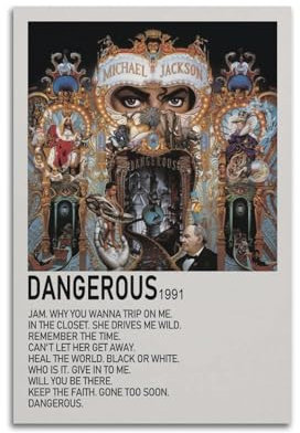 Michael Jackson Dangerous Art Minimalist Style Poster Dekorative Malerei Leinwand Wandkunst Wohnzimmer Poster Schlafzimmer Malerei,Wandkunst Bilddruck Moderne Familienzimmer Dekor 12x18inch(30x45cm)