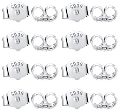 DGUSO Ohrstecker Verschluss 8 Paar, Ohrring Verschluss, Stecker Verschluss, Ohrring Verschluss Silber, Hypoallergen Schmetterlings Sicherheitsverschlüsse, Verschlüsse für Ohrstecke