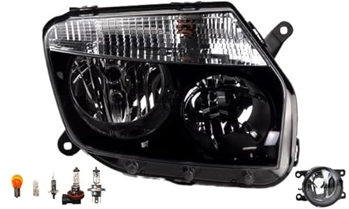 Johns, Scheinwerfer Halogen Front passend für Dacia Duster 04/2010-12/2013 H7 H1 Rechts + Nebelscheinwerfer + Leuchtmittel
