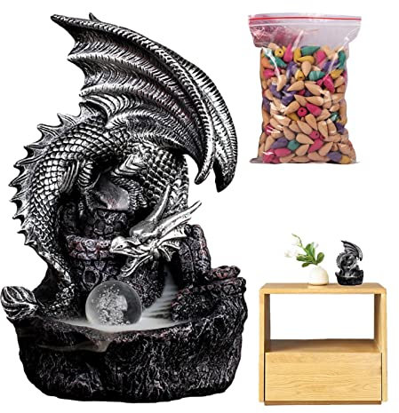 Aznever Drache Räucherkegel - Handgefertigter Kreativer Drachen-Ornament-Drachen-Weihrauch-Wasserfall Weihrauch Keramik Drache Dekoratives Spiel Mixed Weihrauch Wasserfall Raucher