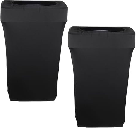 BSTKEY 23 Gallon Stretch Spandex Trash Can Cover, 2 Pack Outdoor Fitted Waste Container Rectangular Garbage Can Covers for Wedding Party Commercial Fundraiser Decor, Without Trash Can (Black)