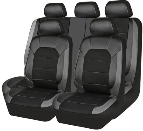 REIJAX 9 Pcs Autositzbezüge Set Für Opel Corsa D (Facelift 2011) 5-Door 2011-2014 Leder Autositzbezüge Wasserdicht Atmungsaktiv Schonbezüge Autositz Sitzschoner Zubehör,B