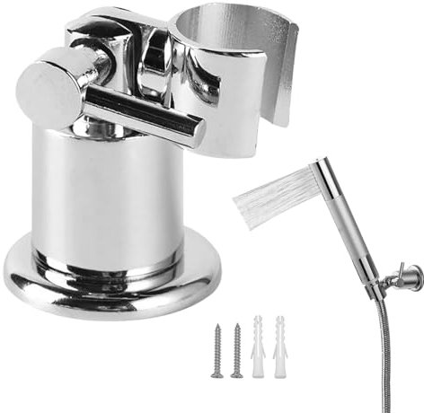Fyfjur Soporte Ducha Pared de Aleación de Zinc, Shower Head Holder de 180 Grados, Soporte Alcachofa Ducha de Ajustable, Soporte Ducha de Mano con Tornillos, para Mayoría de Cabezales de Ducha (Plata)