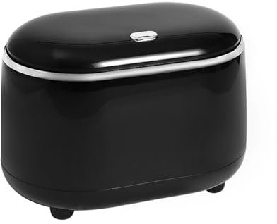 Dabinzhijia Mini Table Rubbish Bin with Lid, Removable, Desktop, Small Waste Paper Bin for Office, Bedroom & Bathroom - Black, 2.59L