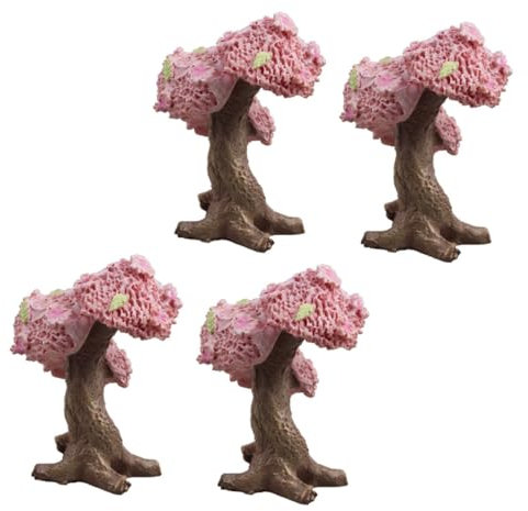 RORPOIR 4 Stück Mikrolandschaft Kirschbaum Kirschblütenbaum Mini Harzverzierung DIY Versorgung Landschaftsbaum Mini Baumschmuck Desktop Baumdekoration Pflanzenmodell Wohnkultur Harz