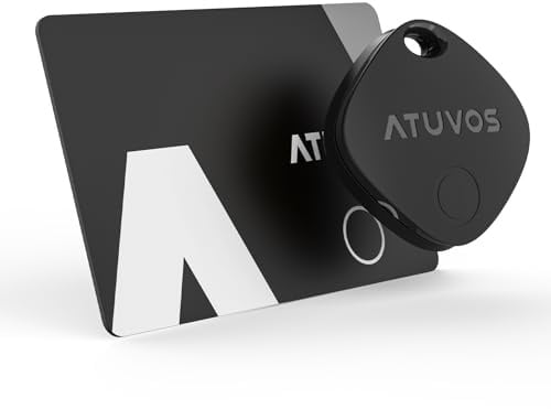 ATUVOS Smart Air Tag and Wallet Tracker Card, (iOS Only) | Works with Apple Find My, Bluetooth Item Locator for Car keys, Bags, Luggage, Suitcase,2 Pack