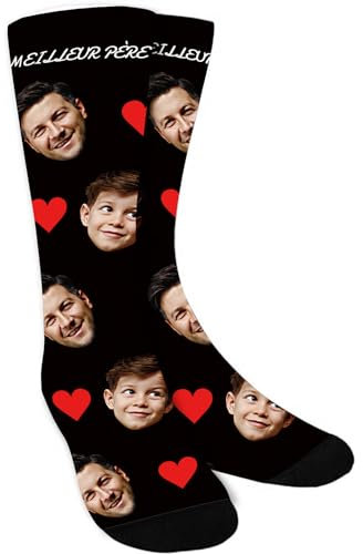 DPDP Chaussette Personnalisé Photo-Cadeau Fete Des Peres Personnalisé-Cadeaux Personnalisés pour Hommes