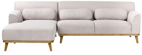 Beliani 3-Sitzer Ecksofa L-förmig hell grau mit Chaiselongue rechts mehrere Kissen Simos