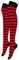 Alanna Jones Women Ladies Girls Stripe Cotton Rich Over the Knee High Socks Stripe Thigh Socks Leg Warmer for Casual Daily Wear UK Size 4-6.5 (Black Red)