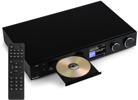 Audizio Bolzano - Radio Internet Wi-Fi con Bluetooth, lettore CD, Spotify Connect, sveglia, 40.000 stazioni radio, telecomando e controllo app, collegamento Toslink e subwoofer, radio DAB+ e FM,