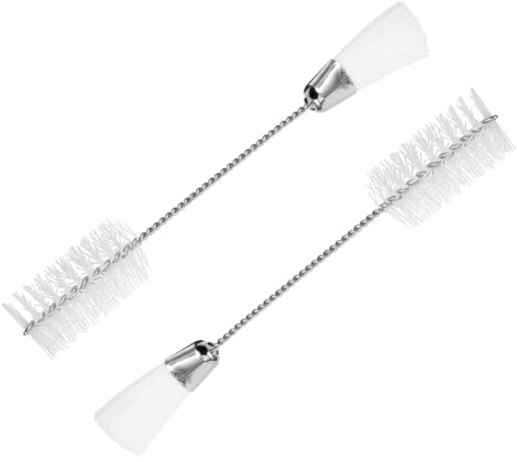 Cepillo de Limpieza de Instrumentos de Doble Cabeza 2 Piezas | Hierro y Nylon, Diseño de Mango Largo Portátil, Limpieza Minuciosa para Varios Instrumentos Musicales