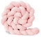 Mineliste Bettschlange, Knotenkissen, Bettschlange Geflochten, Seitenschläferkissen, Bettumrandung Kantenschutz, Kopfschutz Bettumrandung, Rosa Rot, 400cm
