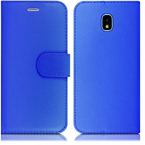 Case For Samsung Galaxy J3 2018, Flip Leather Wallet Cover With 2 Card Slots and Stand Function For Samsung Galaxy J3 2018 Blue