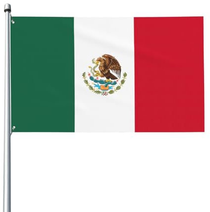 Bandera de México con impresión decorativa para jardín, Navidad, vacaciones, al aire libre, decoración pequeña para el hogar, una sola cara