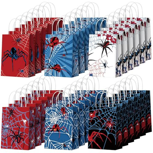 Epakh Partytüten mit Griffen, Spinne, Geburtstagsparty, Dekoration, doppelseitig, 36 Stück (Klasse Spider)