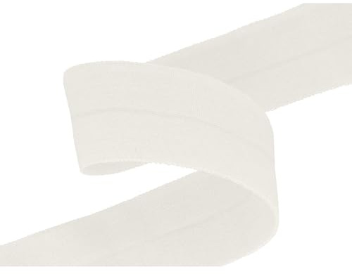 Falzgummi 100m Faltgummi 20mm hochelastisch Faltgummi Schrägband Saumband Farbwahl, Farbe:501 - weiß