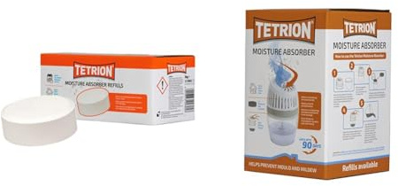 Tetrion Absorbeur d'Humidité 20m² + Recharge 4 Comprimés | Jusqu'à 12 Mois de Contrôle d'Humidité | Protection 360° & Air Purifié
