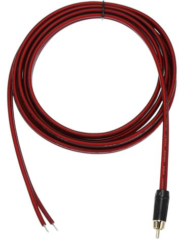 sourcing map RCA to Bare Wire Open End Audio Cable, 9.8ft (3 Meter) 14AWG Gold Plated Audio Cable, RCA Extension Wire for Guitar, Speakers