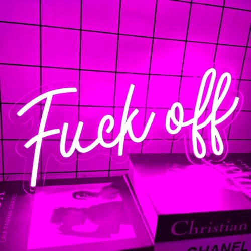 NEON LED Licht, dekorative Wand-Leuchte, Fuck off, pink, ca. 44 x 20 cm, Deko-Licht, Wohnzimmer, Gaming-Zimmer, Nachtlicht für Schlafzimmer, Gamer Design-Lampe, USB-Betrieb
