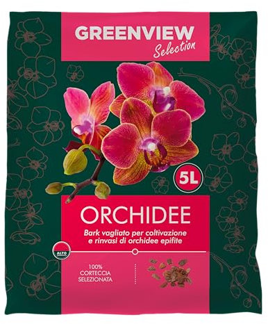 BERARDI | Greenview Selection Terriccio Professionale per Orchidee, Corteccia Calibrata 15-25 mm, 5L, con NPK Idrosolubile