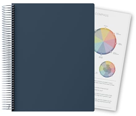 MakseLife Terminplaner 2026 – Life Coach gestaltetes Zielsetzungssystem mit Kompassbewertung und wöchentlichem Gewohnheitstracker für persönliches Wachstum, Marineblau