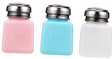 SOESFOUFU 3 pezzi Bottiglie Pressa per Solvente Unghie Riutilizzabili per Rimozione Vernice UV con Pompa Pressione Contenitori Compatti e Portatili per Nail Art e Manicure