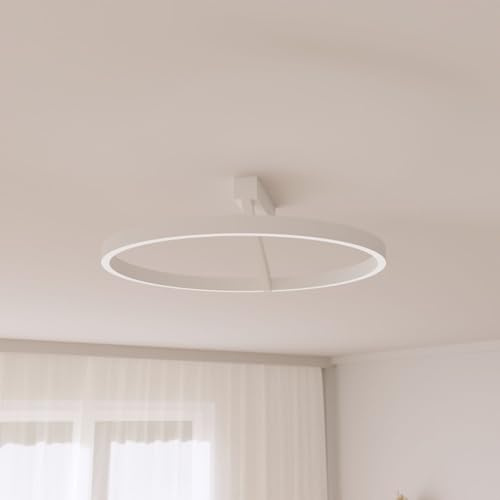 LUMIÈRE Design Deckenleuchte 'Noxi' LED warmweiß 2700 K nicht dimmbar Up Downlight CRI 90 Aluminium Runddesign für Wohnzimmer Flur Schlafzimmer Wohnbereich Weiß 45cm