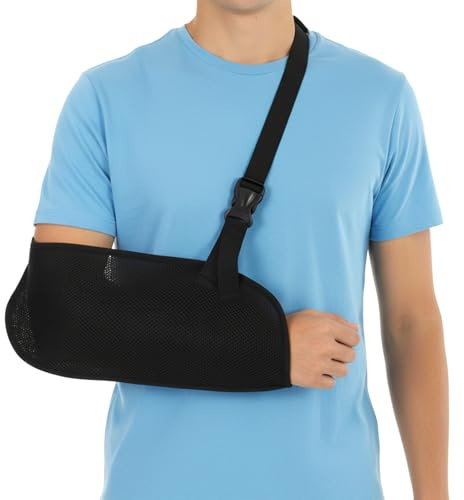 Wanmu Arm Shoulder Sling for Men and Women, Lightweight Medical Shoulder Immobilizer for Shower Right Left Arm Stabilizes Elbow, Arms Brace for Wrist Torn Rotator Cuff Injury (Black)