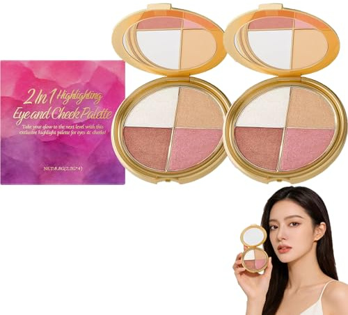 Tavolozza multifunzione per trucchi, All In One Makeup Palette Advanced Blush Palette 4 in 1, Defining The Face. (2 pezzi)