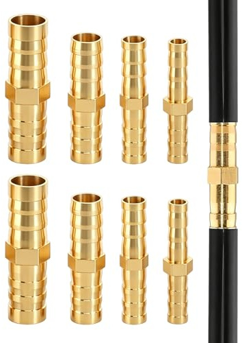 runxsam 24 pz connettori tubi ottone dritti 6 8 10 12 mm per aria acqua | Ottone resistente per tubi flessibili irrigazione linee aria acqua misure 6 8 10 12 mm tenuta stabile facile da installare