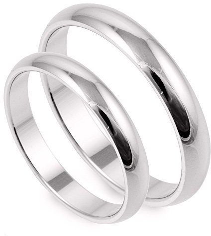 Paar Eheringe 925 Sterling Silber Kostenlose Gravur Ringe Made in Italy
