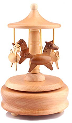 Solid Wooden Music Box Wood Music Boxes Merry-go-round Musical Box Christmas Birthday Gifts for Kids Baby Toddle CAROUSEL Design
