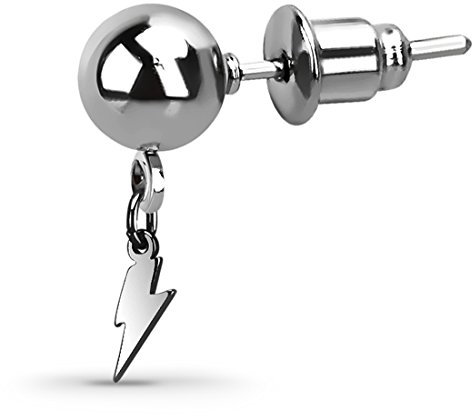 Autiga Helix Ohr Piercing Stecker Edelstahl Tragus Blitz Lightning Zirkonia Kristall Silber-klar