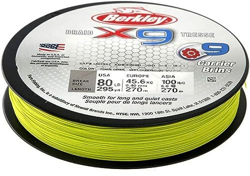 Berkley X9 - Filo per treccia da pesca, colore: Verde fluo