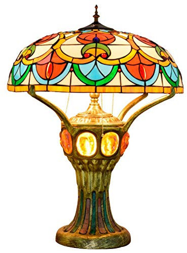 GDLight Vintage Tiffany Stil luxuriöse Tischlampe Barock antike Schreibtischlampe Glasmalerei Nachttischlampe für Schlafzimmer Wohnzimmer, 28,7-Zoll hoch