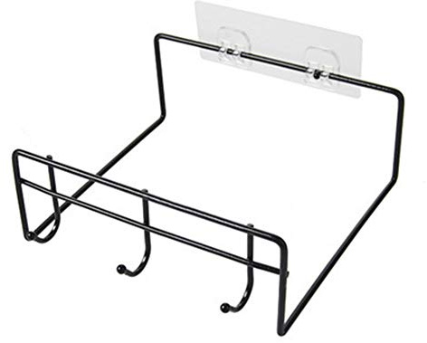 Yzki Washbasin Stand, Anti-Rust Holder Stand for Household Wall Mounting with Hooks, Self-Adhesive Washbasin Stand, Abrasion-Resistant and Durable